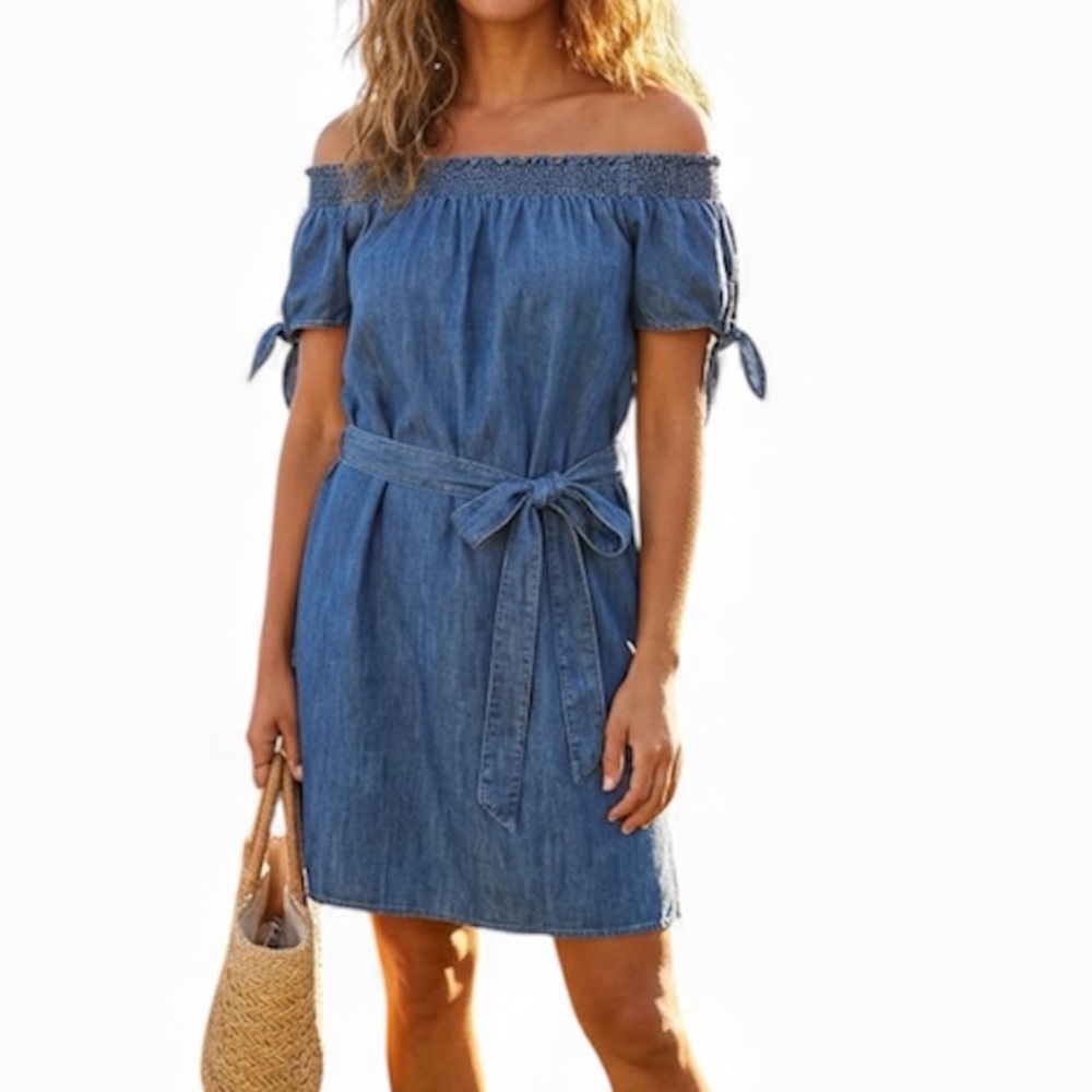 NEW ! Market & Spruce Blue Denim Dress Size M